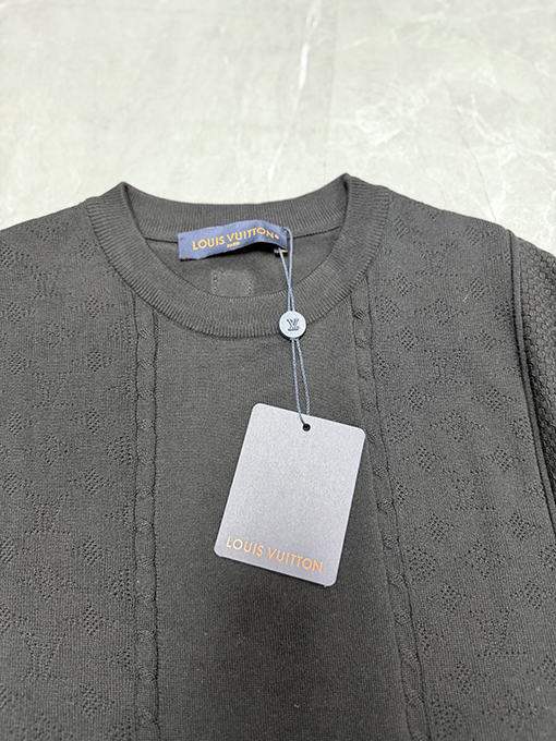 ルイヴィトン 新作シルクコットンニット長袖ラウンドネックシャツ