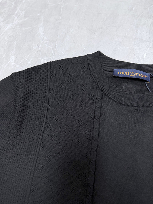 ルイヴィトン 新作シルクコットンニット長袖ラウンドネックシャツ
