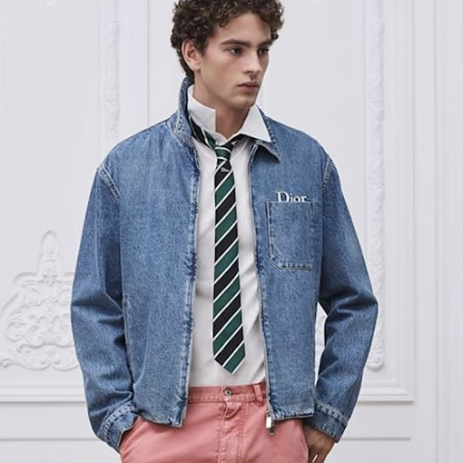 ディオール DIOR 文字刺繍入りジッパー付きデニムジャケット
