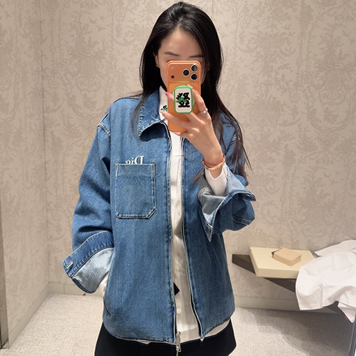 ディオール DIOR 文字刺繍入りジッパー付きデニムジャケット
