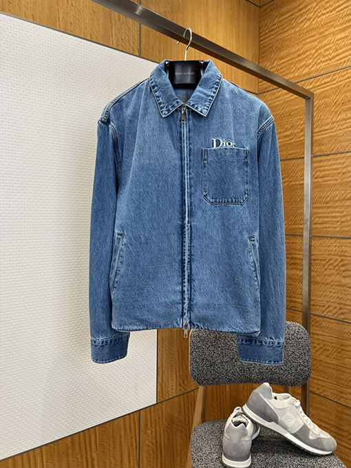 ディオール DIOR 文字刺繍入りジッパー付きデニムジャケット