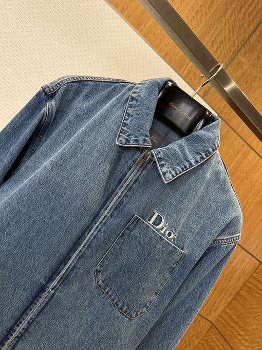 ディオール DIOR 文字刺繍入りジッパー付きデニムジャケット