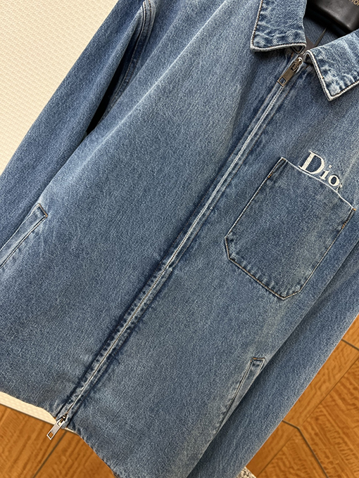 ディオール DIOR 文字刺繍入りジッパー付きデニムジャケット