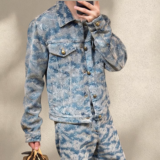 ルイヴィトンブランドスーパーコピー クラシックなジャカード総柄デニムスーツ