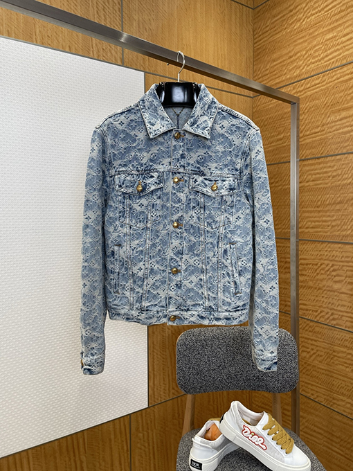 ルイヴィトンブランドスーパーコピー クラシックなジャカード総柄デニムスーツ