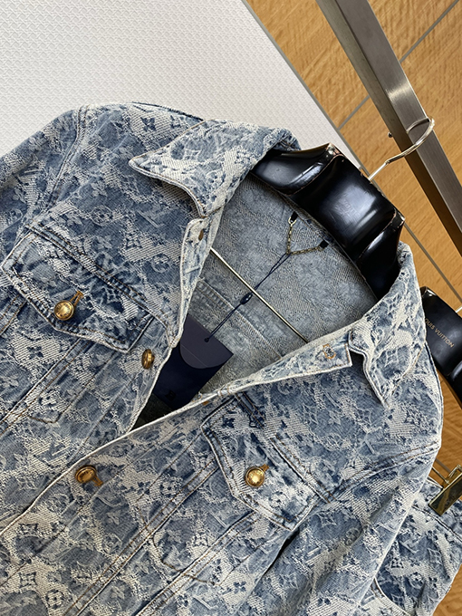 ルイヴィトンブランドスーパーコピー クラシックなジャカード総柄デニムスーツ