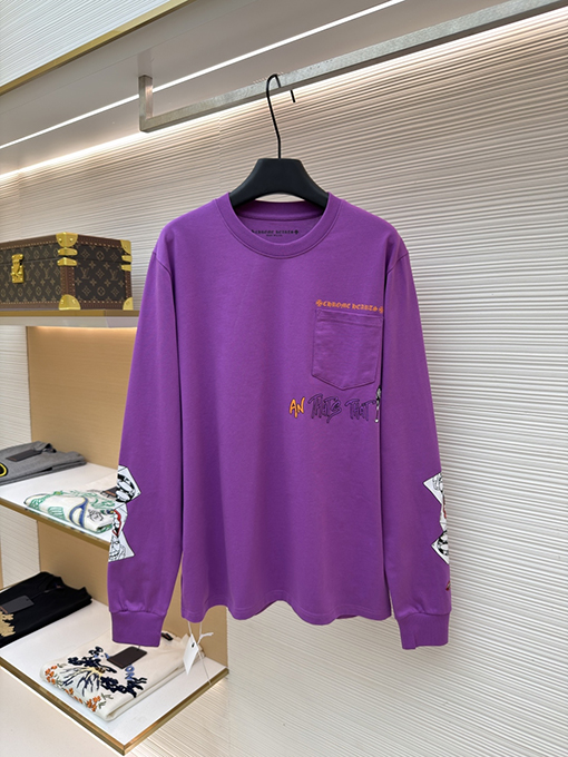 クロムハーツスーパーコピー 無地のコミックプリント長袖シャツ