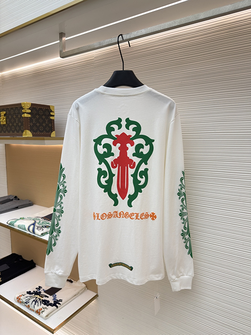 クロムハーツコピー 限定の花柄の剣の長袖シャツ