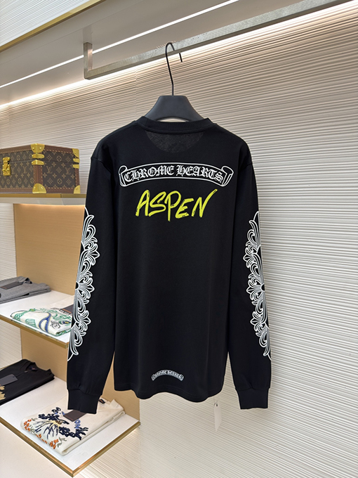 クロムハーツ Aspen Matty Boy 限定ブラック＆ホワイトラグラン花柄長袖シャツ