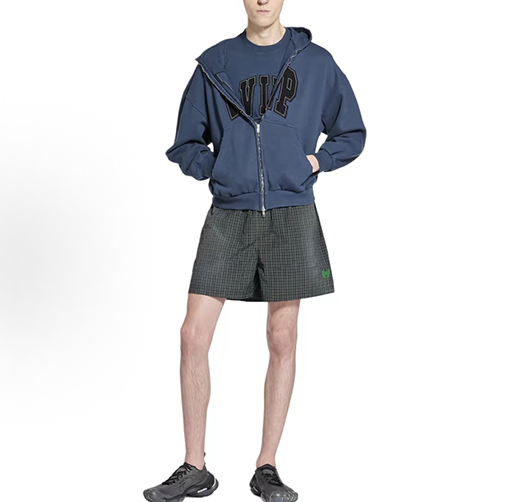 バレンシアガスーパーコピー チェック柄刺繍入りカジュアルショーツ