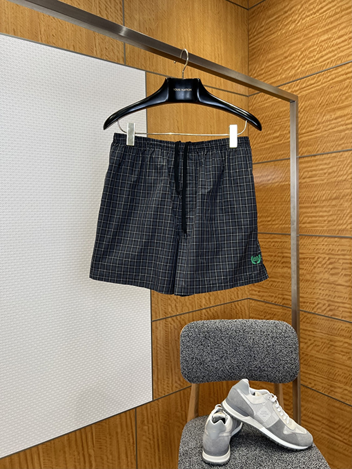 バレンシアガスーパーコピー チェック柄刺繍入りカジュアルショーツ