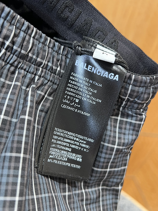 バレンシアガスーパーコピー チェック柄刺繍入りカジュアルショーツ