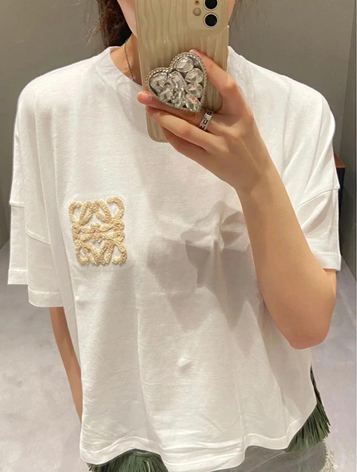 ロエベコピー タオル刺繍入り半袖Tシャツ