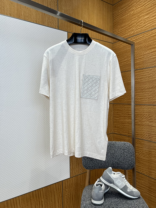 ボッテガヴェネタスーパーコピー 織りのトリムが付いた半袖Tシャツ