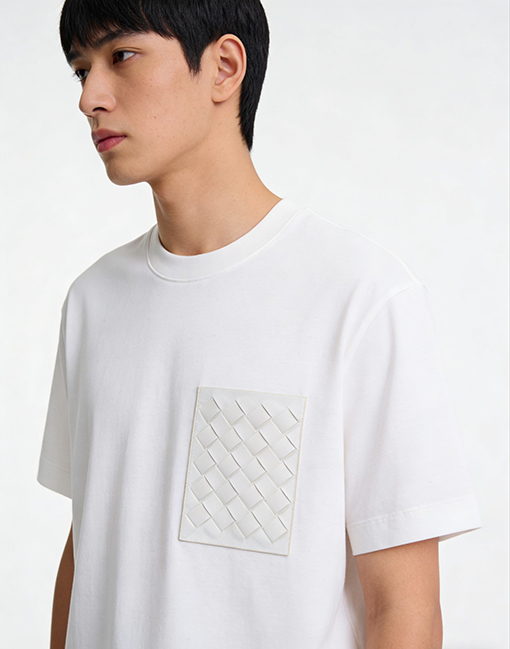 ボッテガヴェネタスーパーコピー 織りのトリムが付いた半袖Tシャツ