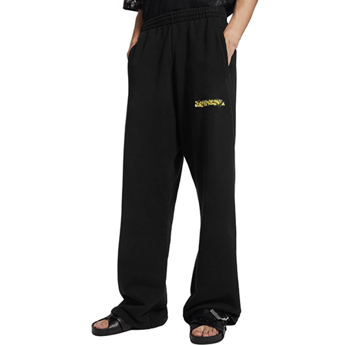 バレンシアガコピー Balenciaga 黄色のテープロゴ入りカジュアルパンツ