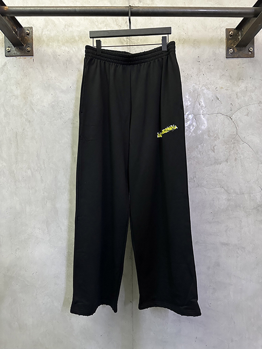 バレンシアガコピー Balenciaga 黄色のテープロゴ入りカジュアルパンツ