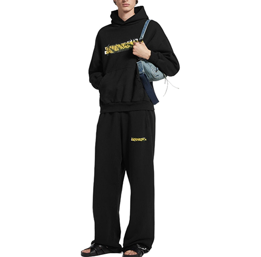 バレンシアガコピー Balenciaga 黄色のテープロゴ入りカジュアルパンツ