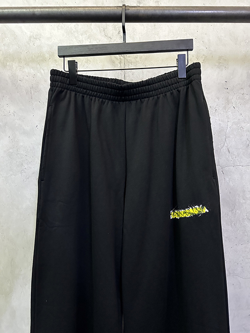 バレンシアガコピー Balenciaga 黄色のテープロゴ入りカジュアルパンツ