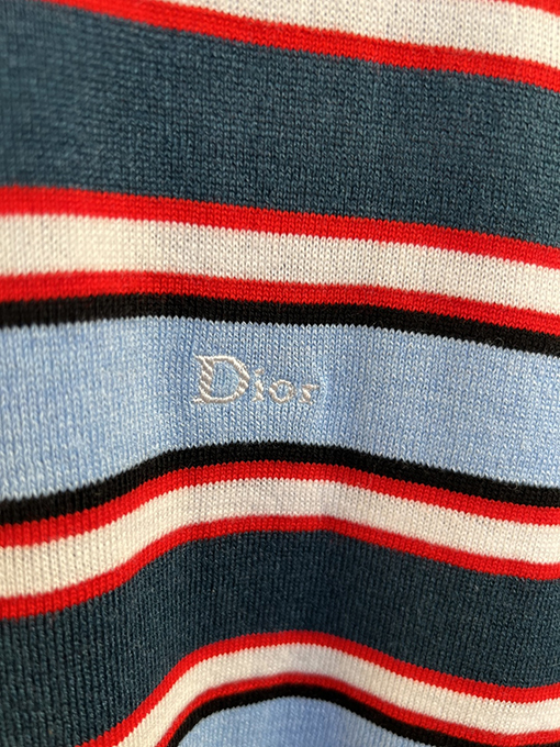 ディオールスーパーコピー DIOR 刺繍ロゴ入り、カラーブロックストライプ柄ニットクルーネック長袖シャツ