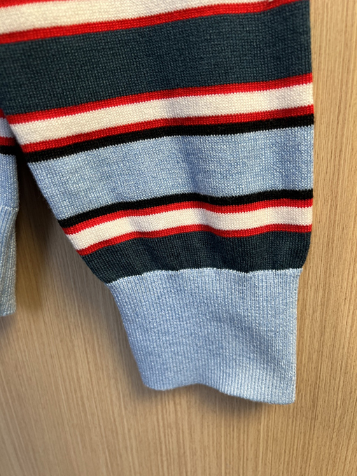 ディオールスーパーコピー DIOR 刺繍ロゴ入り、カラーブロックストライプ柄ニットクルーネック長袖シャツ