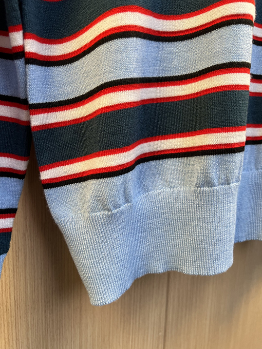 ディオールスーパーコピー DIOR 刺繍ロゴ入り、カラーブロックストライプ柄ニットクルーネック長袖シャツ