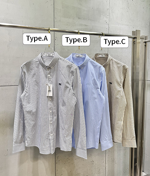 アミ 胸元に刺繍文字とハート型のパッチワークストライプがあしらわれた長袖シャツ