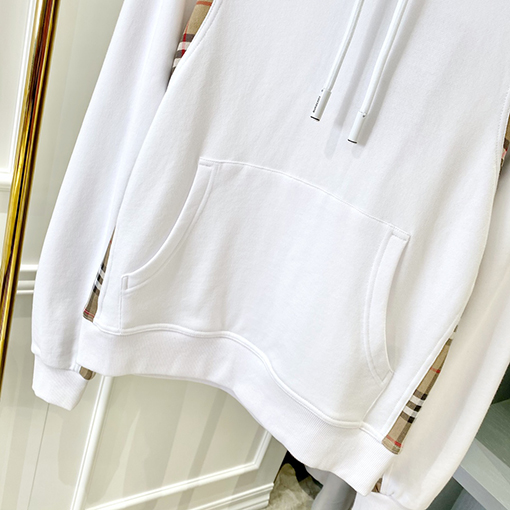 バーバリーブランドスーパーコピー チェック柄コットンのオーバーサイズパッチワークフード付きスウェットシャツ