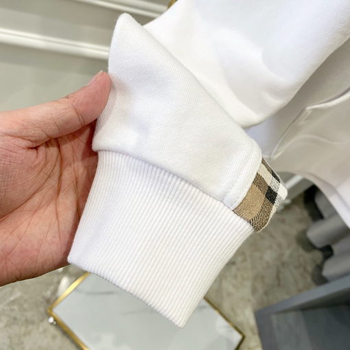 バーバリーブランドスーパーコピー チェック柄コットンのオーバーサイズパッチワークフード付きスウェットシャツ