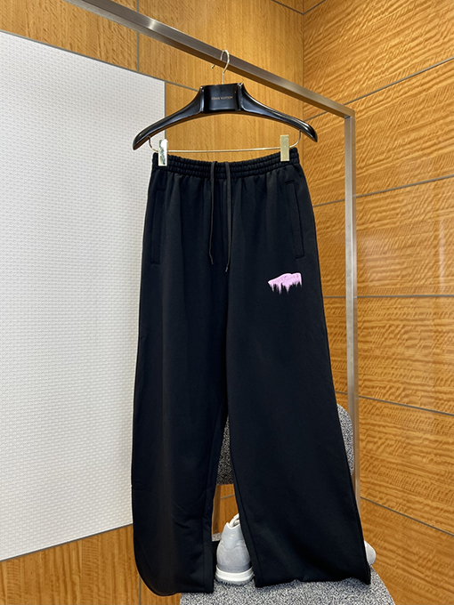 バレンシアガ BALENCIAGA 刺繍ロゴ入りワイドレッグドローストリングカジュアルスウェットパンツ