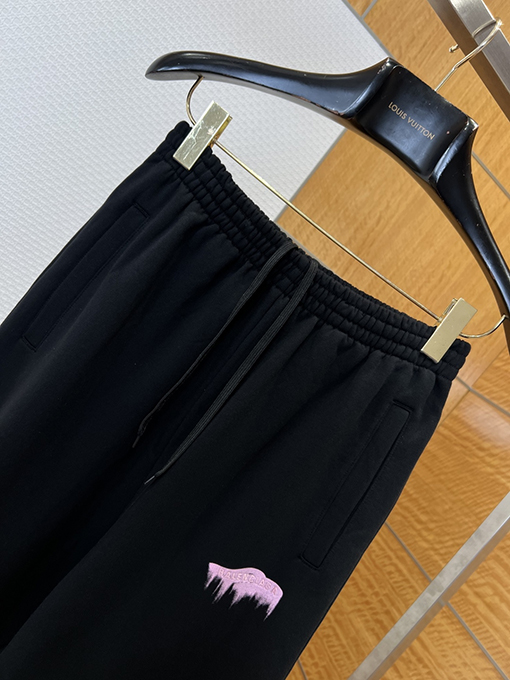 バレンシアガ BALENCIAGA 刺繍ロゴ入りワイドレッグドローストリングカジュアルスウェットパンツ