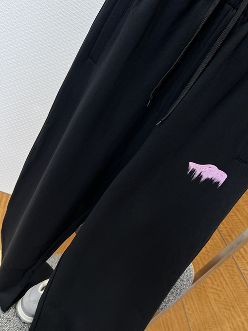 バレンシアガ BALENCIAGA 刺繍ロゴ入りワイドレッグドローストリングカジュアルスウェットパンツ