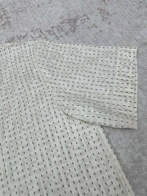 フェンディコピー 無地のFFリネンボタンダウン半袖シャツ