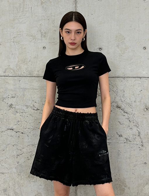 バレンシアガスーパーコピー BALENCIAGA 刺繍入りダメージドローストリングショーツ