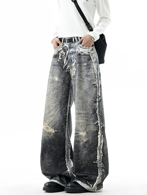 アクネストゥディオズ 3D プリントされたフェイクツーピースダメージジーンズ