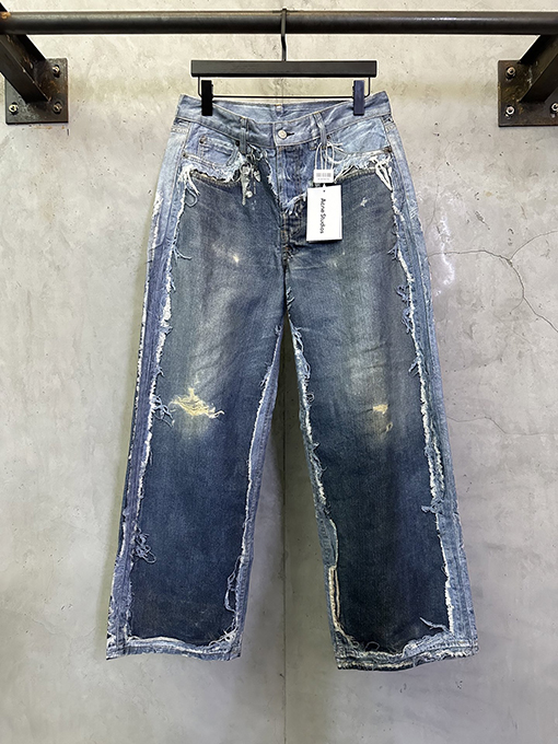 アクネストゥディオズスーパーコピー 3D 新モデルプリントされたフェイクツーピースダメージジーンズ