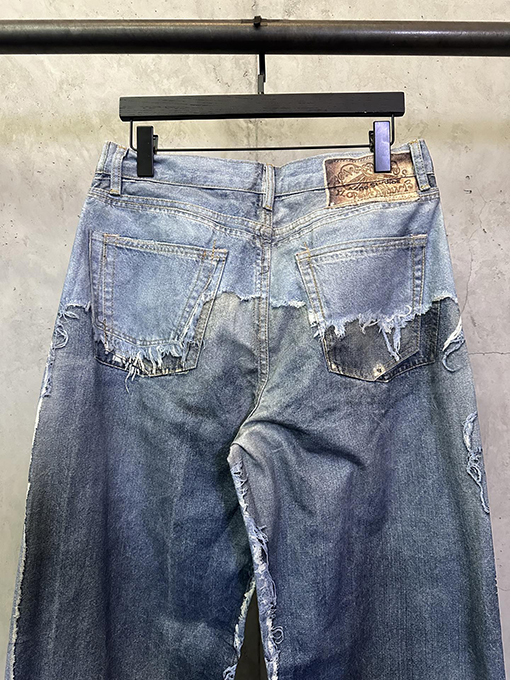 アクネストゥディオズスーパーコピー 3D 新モデルプリントされたフェイクツーピースダメージジーンズ