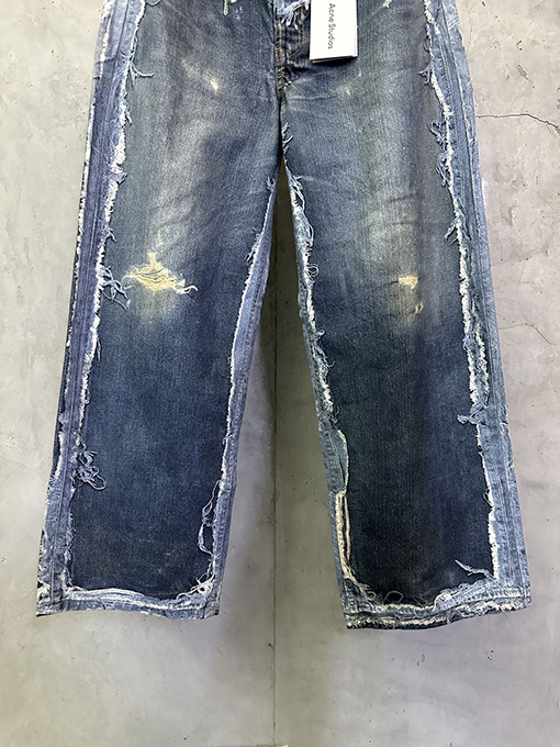 アクネストゥディオズスーパーコピー 3D 新モデルプリントされたフェイクツーピースダメージジーンズ