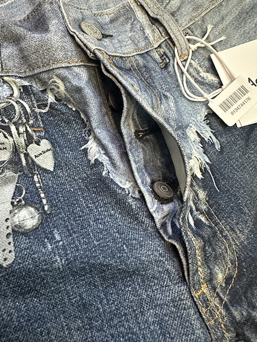 アクネストゥディオズスーパーコピー 3D 新モデルプリントされたフェイクツーピースダメージジーンズ