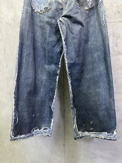 アクネストゥディオズスーパーコピー 3D 新モデルプリントされたフェイクツーピースダメージジーンズ