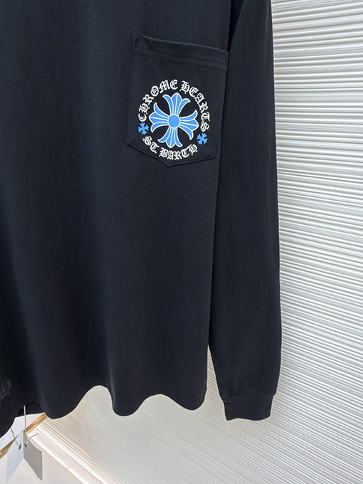 クロムハーツ T. Barth 限定ブルークロス柄長袖シャツ