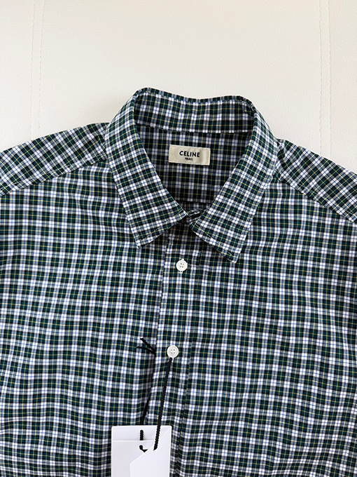 セリーヌブランドスーパーコピー 凱旋門刺繍りチェック柄長袖シャツ