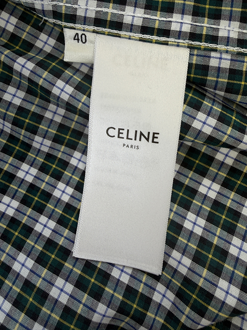 セリーヌブランドスーパーコピー 凱旋門刺繍りチェック柄長袖シャツ