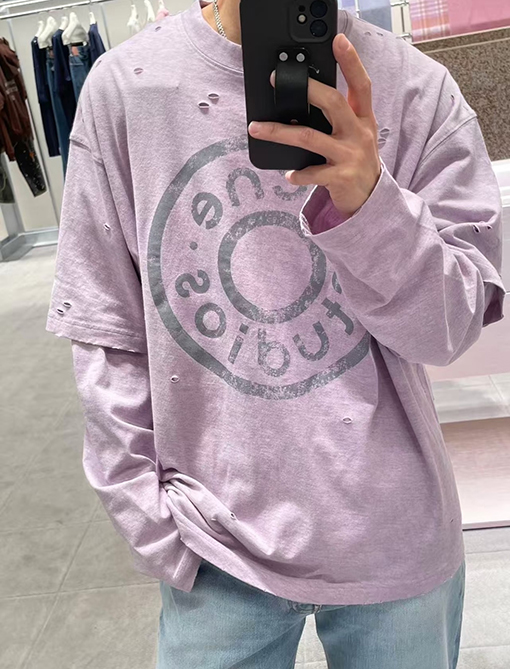 アクネストゥディオズ Acne Studios フェイクツーピースの破れた長袖シャツ