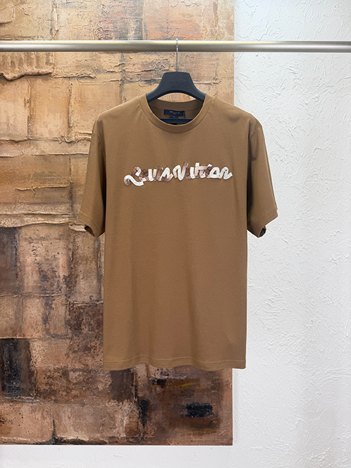 ルイヴィトン グラデーションリボンマニュアル刺繍半袖Tシャツ