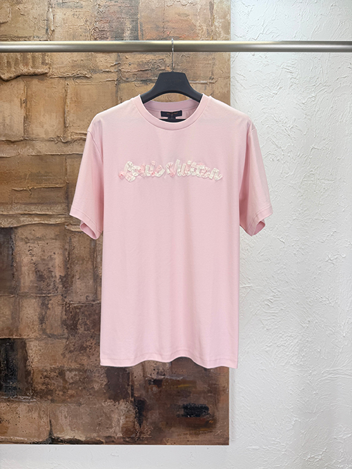 ルイヴィトン グラデーションリボンマニュアル刺繍半袖Tシャツ