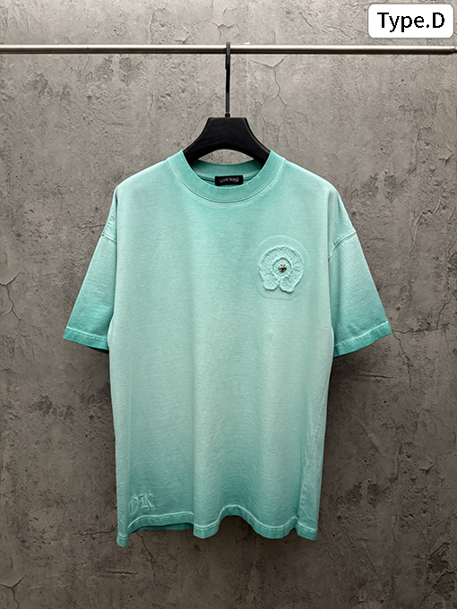 クロムハーツコピー アメリカンスタイルのウォッシュ刺繍入りカップル半袖Tシャツ