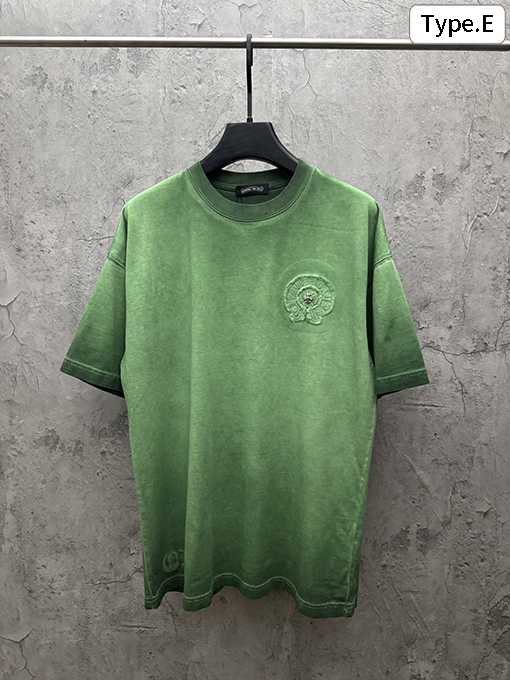 クロムハーツコピー アメリカンスタイルのウォッシュ刺繍入りカップル半袖Tシャツ