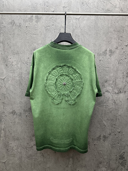 クロムハーツコピー アメリカンスタイルのウォッシュ刺繍入りカップル半袖Tシャツ