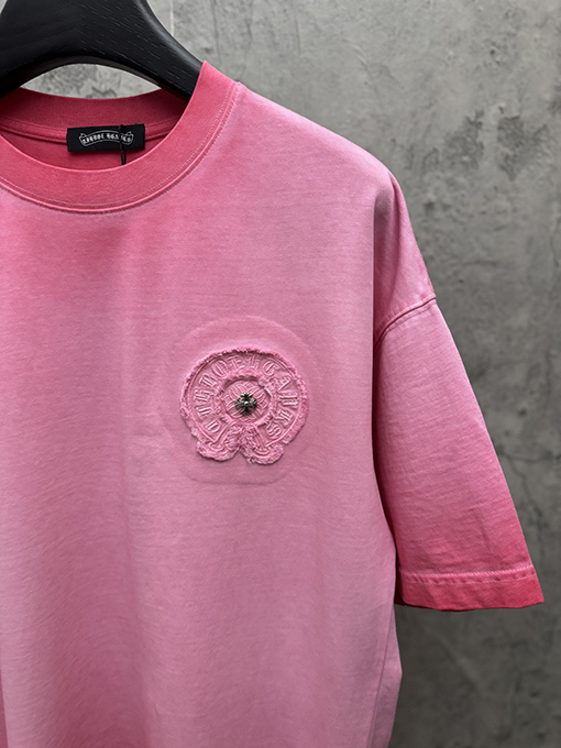 クロムハーツコピー アメリカンスタイルのウォッシュ刺繍入りカップル半袖Tシャツ